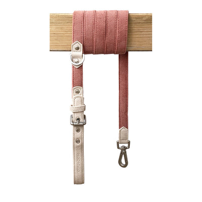 Corduroy & Vegan Leather Dog Leash - Dusty Pink-Leashes-Dizzy Dog Collars