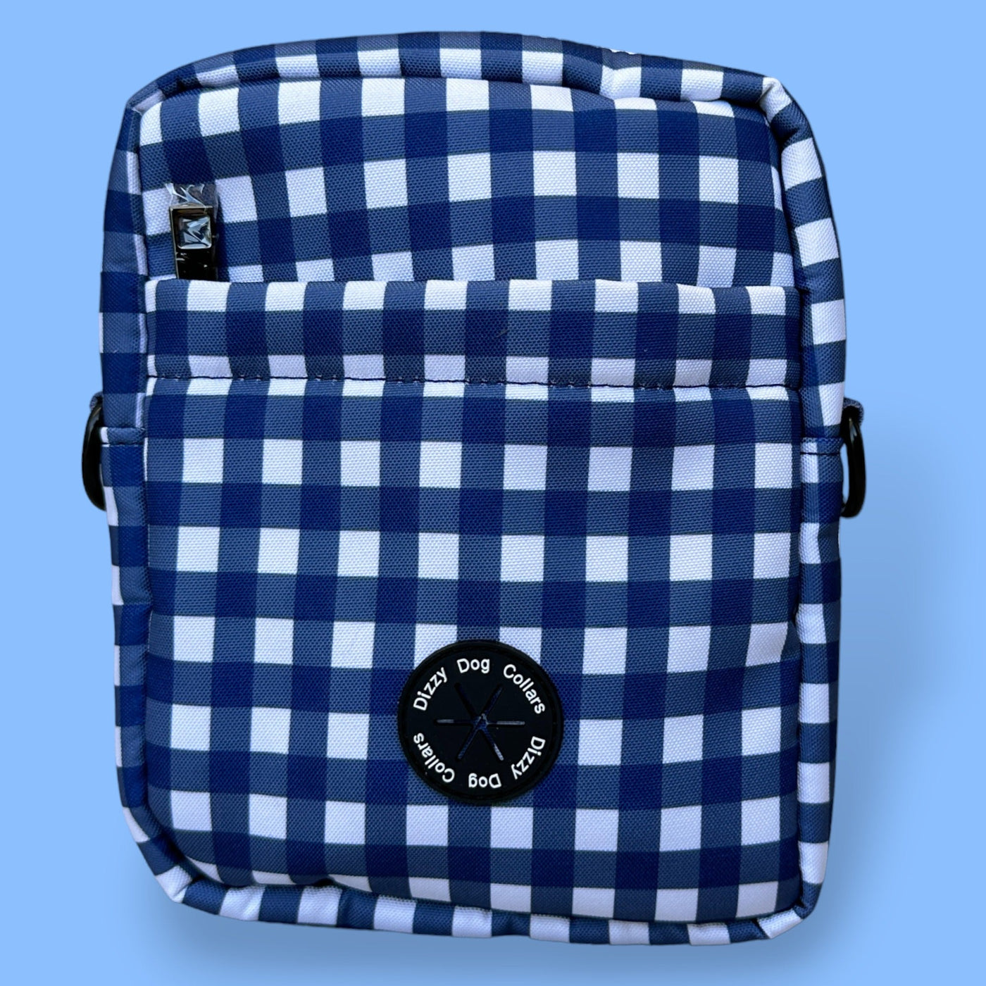 Crossbody Dog Walking Bag | Navy Gingham | With Poop Bag Access-Adventure Pouch-Dizzy Dog Collars