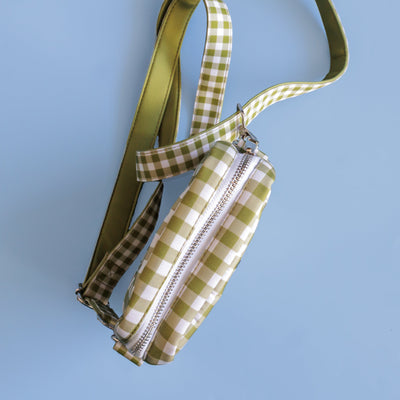 Crossbody Bag | Olive Gingham | With Poop Bag Access-Adventure Pouch-Dizzy Dog Collars