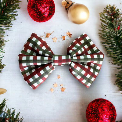 Dog Bow Tie | Christmas Gingham-Bow-Dizzy Dog Collars