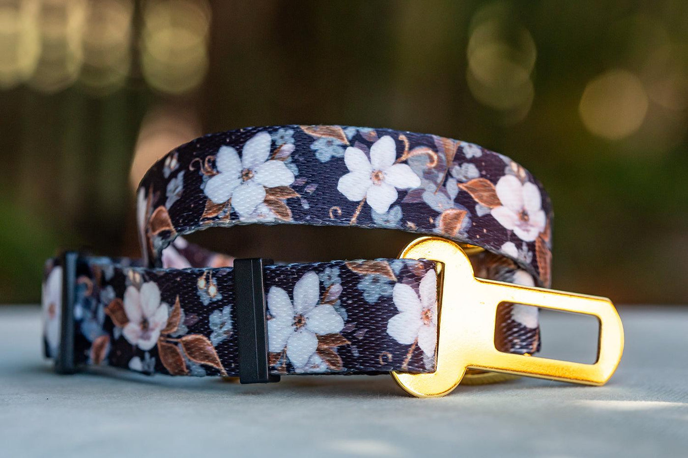 Dog Seatbelt - Midnight Cherry Blossoms-Dizzy Dog Collars