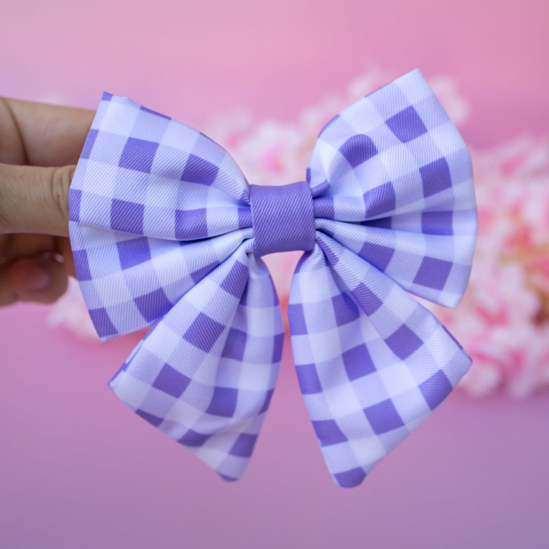 Dog Sailor Bow Tie | Lavender Gingham