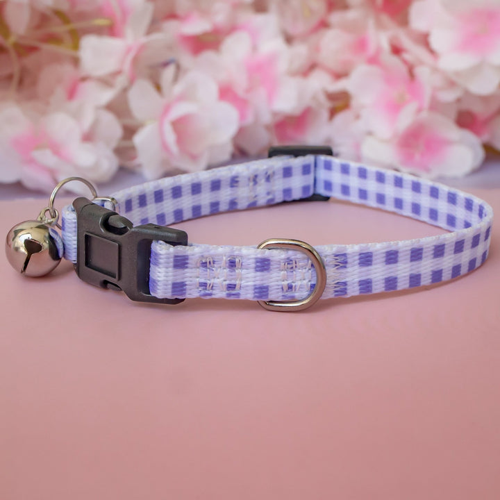 Lavender Gingham Cat Collar | Toy Breed Dog Collar