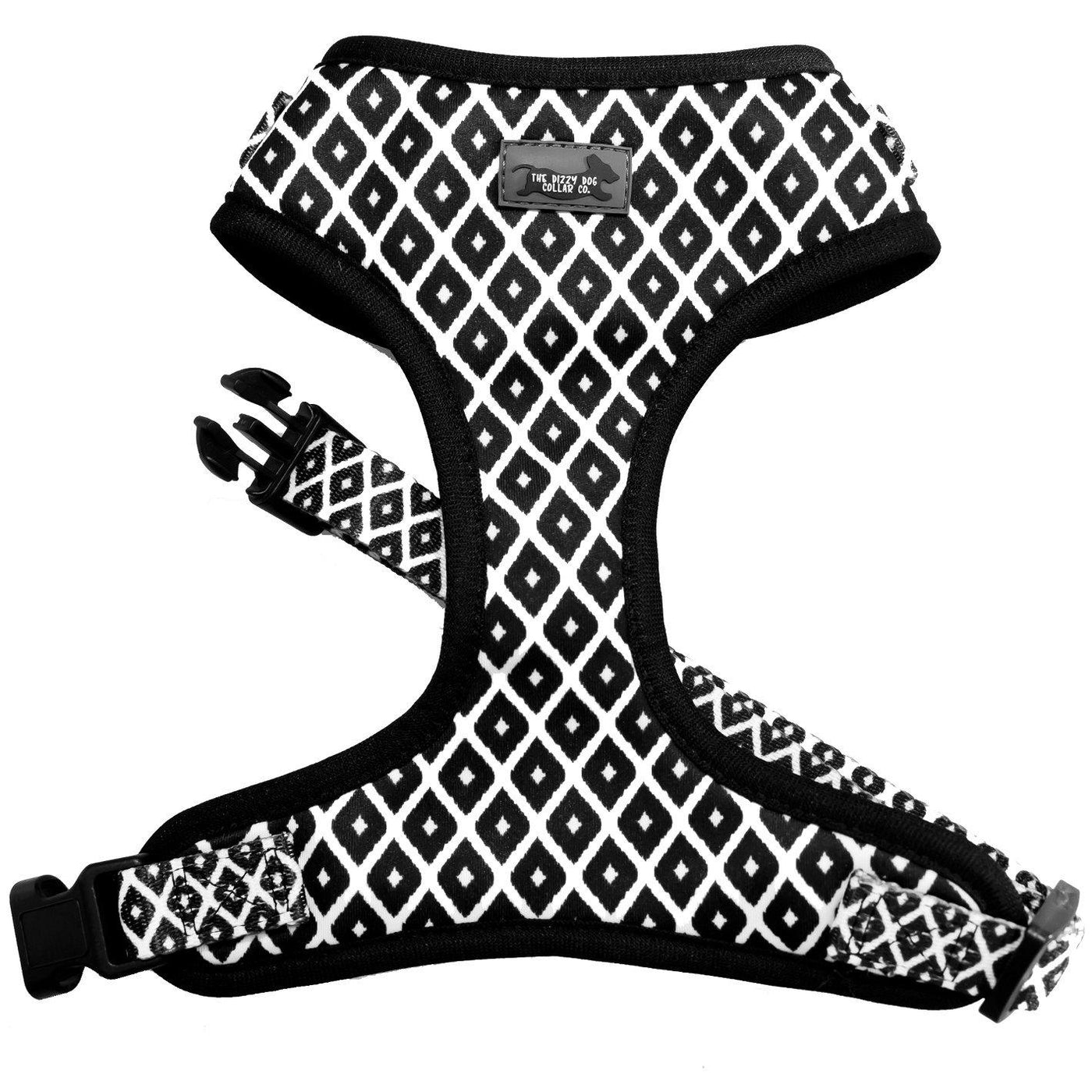 black and white dog harness, dog harnesses, classic dog harness with adjustable neck