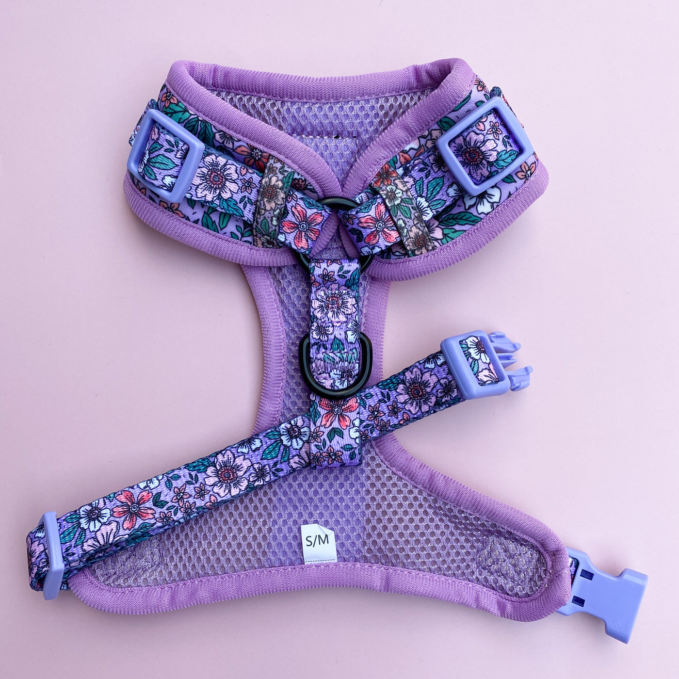 DOG HARNESS | Lilac Floral | Neck Adjustable Dog Harness-Harness-Dizzy Dog Collars