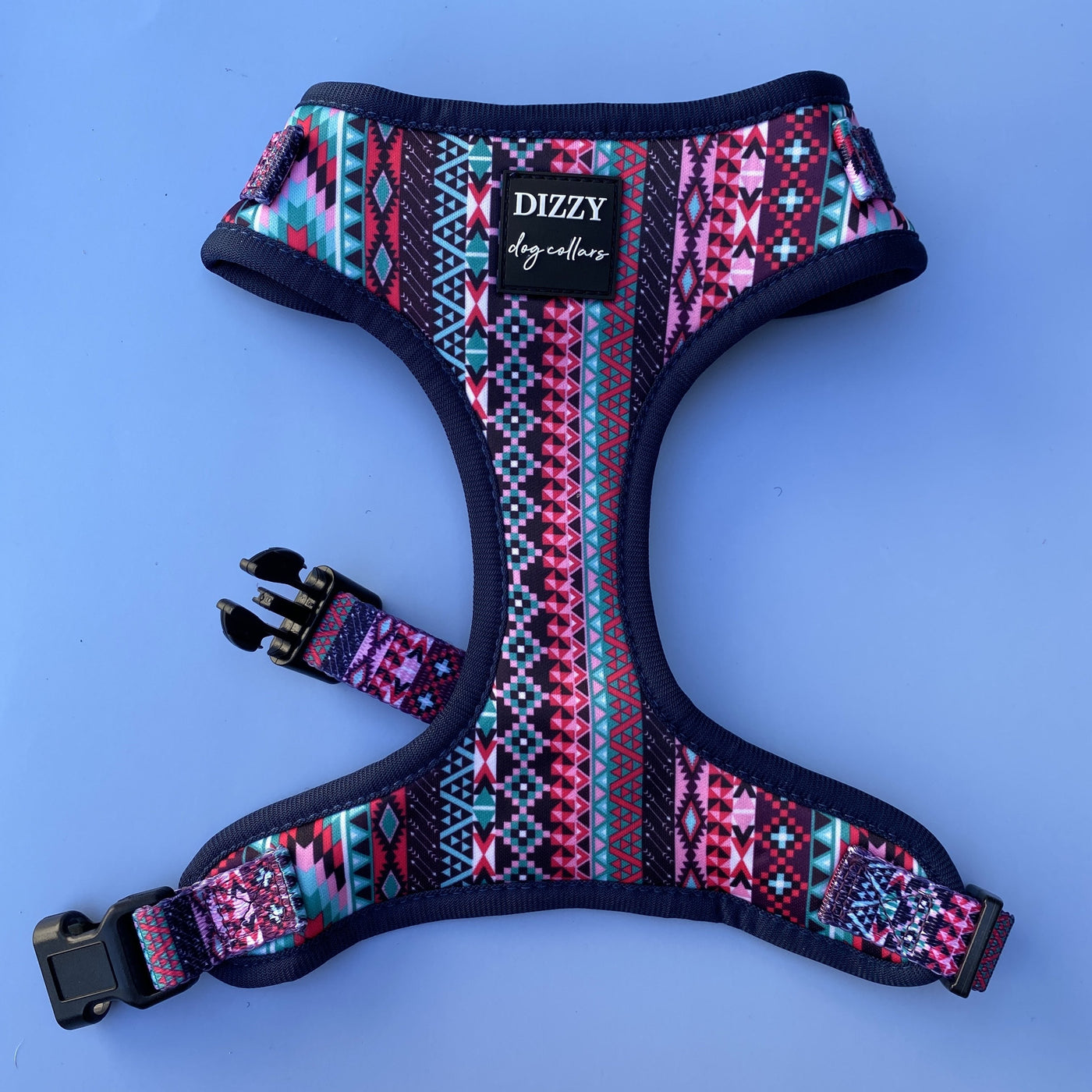 DOG HARNESS - Purple Aztec - Neck Adjustable-Harness-Dizzy Dog Collars