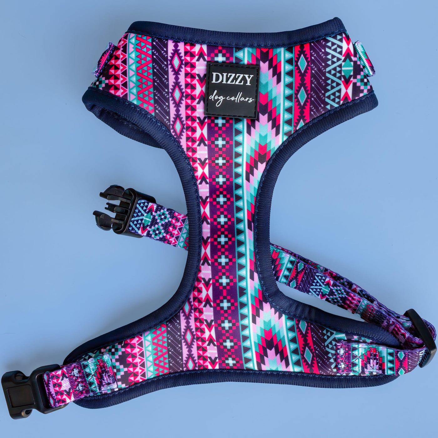 DOG HARNESS - Purple Aztec - Neck Adjustable-Harness-Dizzy Dog Collars