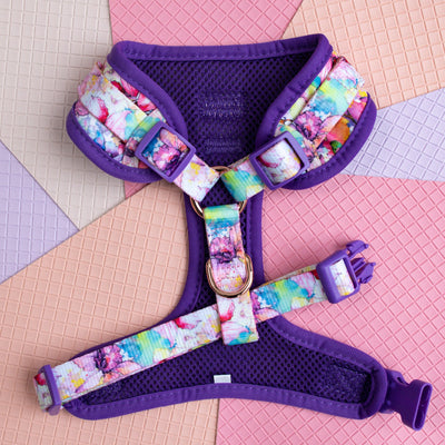 DOG HARNESS | The Willow: Watercolour Floral | Neck Adjustable Dog Harness-Harness-Dizzy Dog Collars