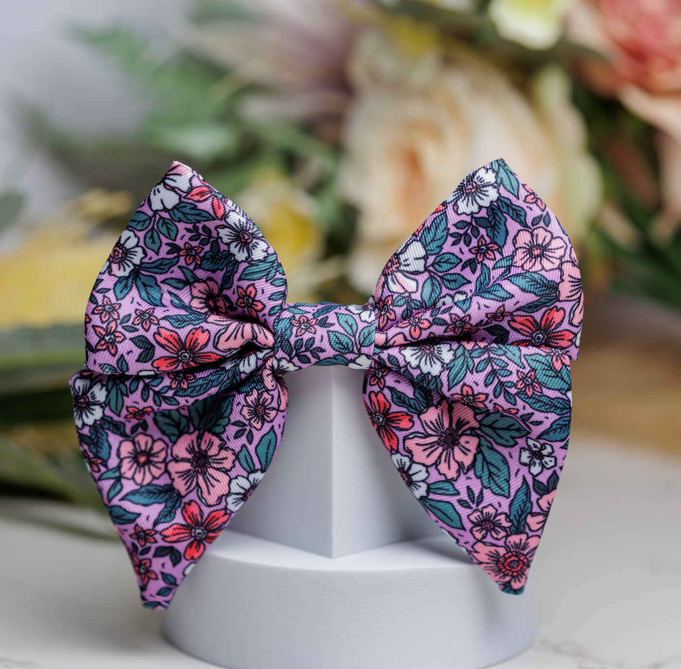 Dog Sailor Bow Tie | Lilac Floral-Bow-Dizzy Dog Collars