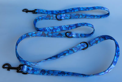 Double Ended Training Lead | Hands-free dog lead | Blue Marble-Dizzy Dog Collars