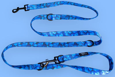 Double Ended Training Lead | Hands Free - Crossbody Dog Lead | Blue Marble-hands free-Dizzy Dog Collars