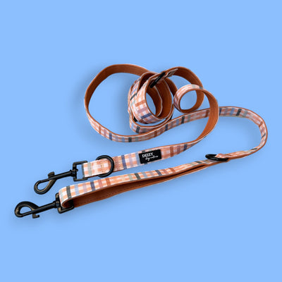 Double Ended Training Lead | Hands Free - Crossbody Dog Lead | Vintage Gingham NEW STYLE!-hands free-Dizzy Dog Collars