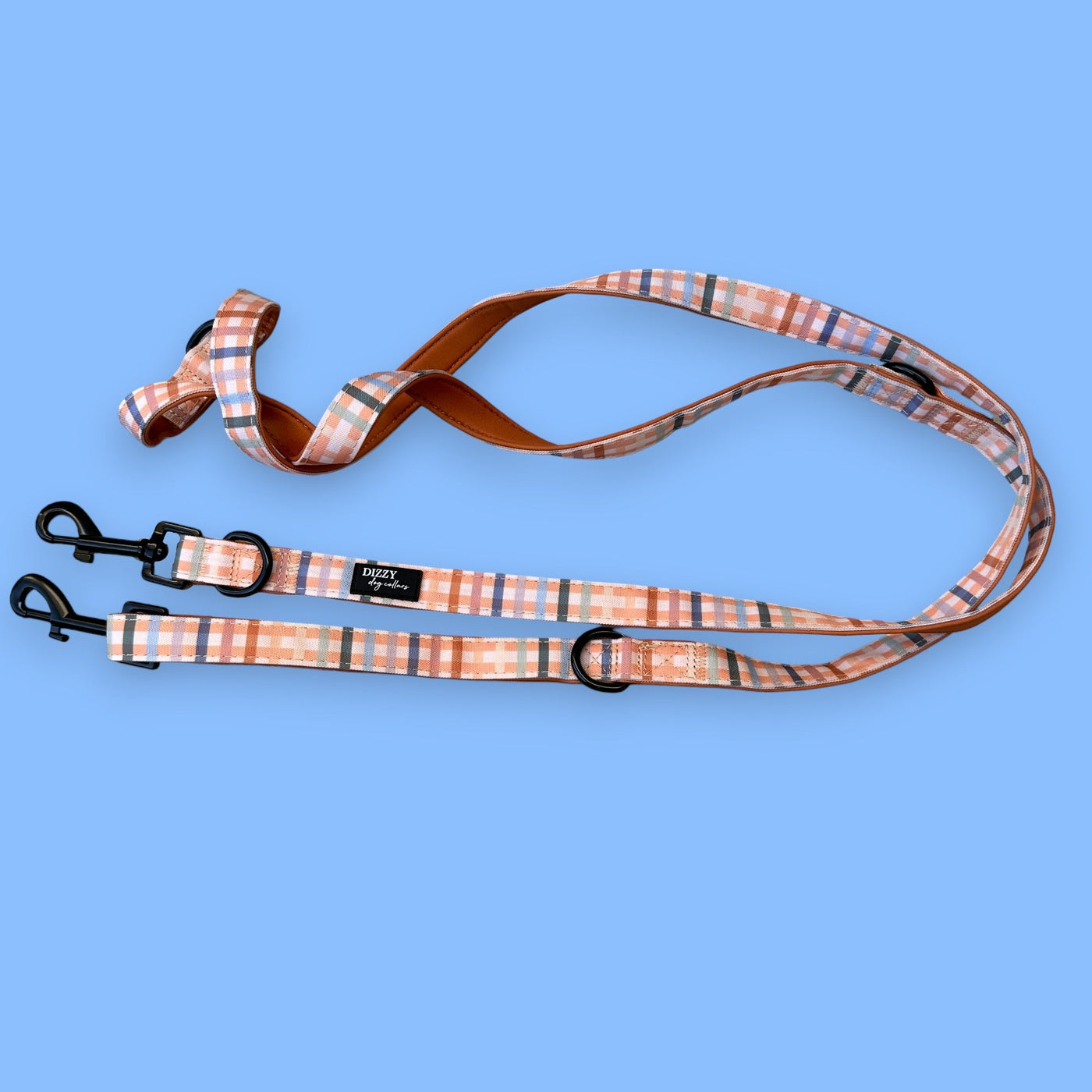 Double Ended Training Lead | Hands Free - Crossbody Dog Lead | Vintage Gingham NEW STYLE!-hands free-Dizzy Dog Collars