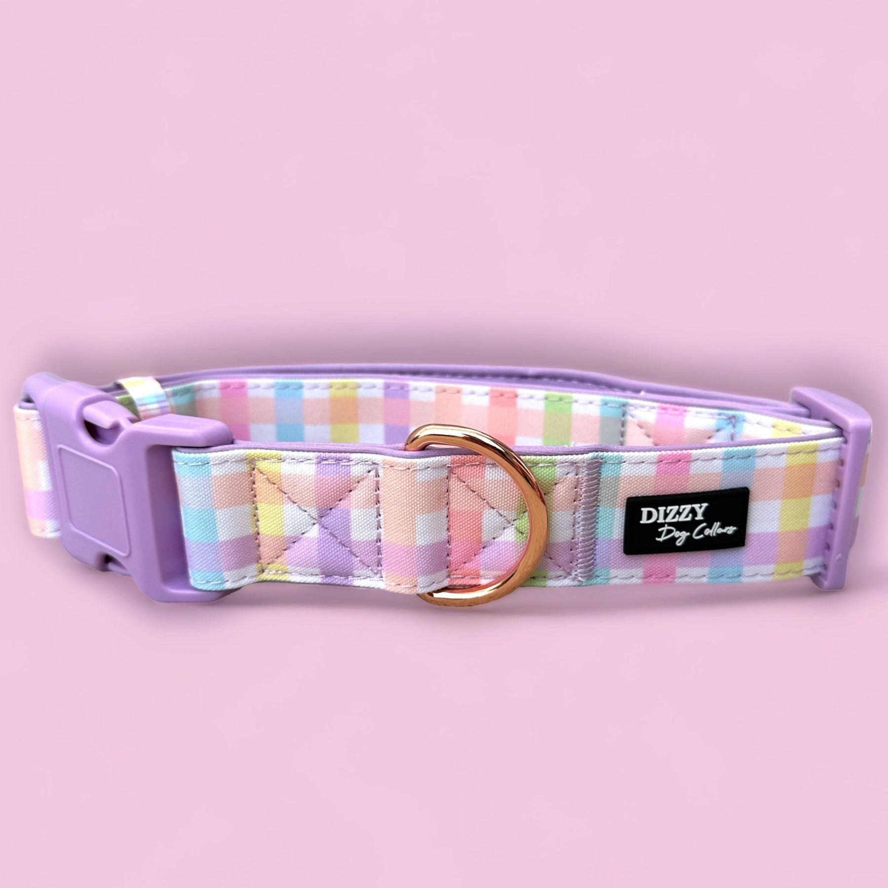 Extra Wide /// Sherbet Gingham Dog Collar Canvas & Neoprene Dog Coll