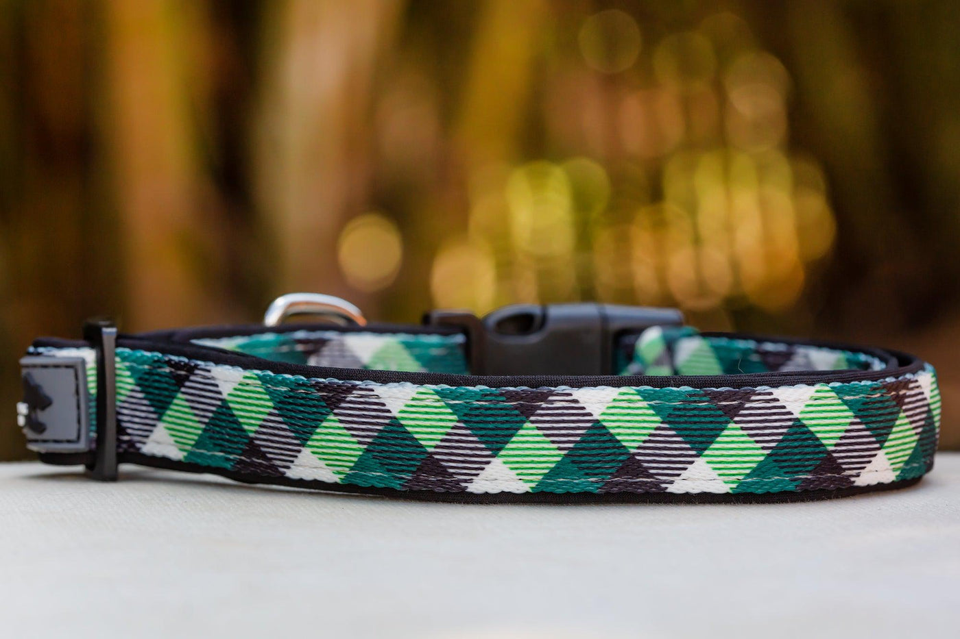 Green Plaid Dog Collar (Neoprene)-Dizzy Dog Collars-Dizzy Dog Collars