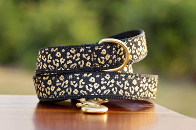 Gold Leopard Print Dog Leash / Leopard Dog Lead-Dizzy Dog Collars-Dizzy Dog Collars