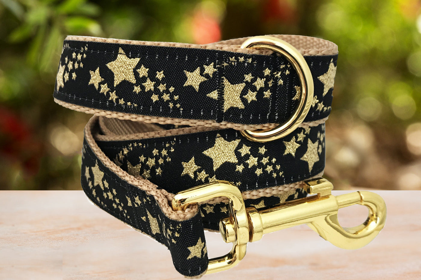 Gold Shooting Stars Dog Leash / Gold Dog Lead (Handmade to order)-Dizzy Dog Collars