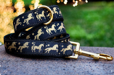 Gold Unicorns Dog Leash-Dizzy Dog Collars-Dizzy Dog Collars