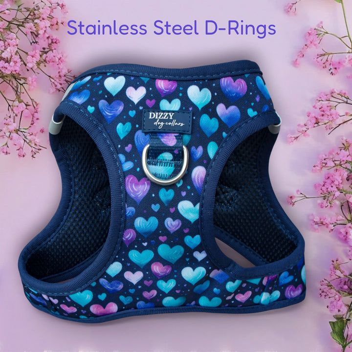 Hearts & Harmony Step In Dog Harness: No Pull Harness | For XS to Medium Dogs & Cats |STAINLESS STEEL| Hearts & Harmony