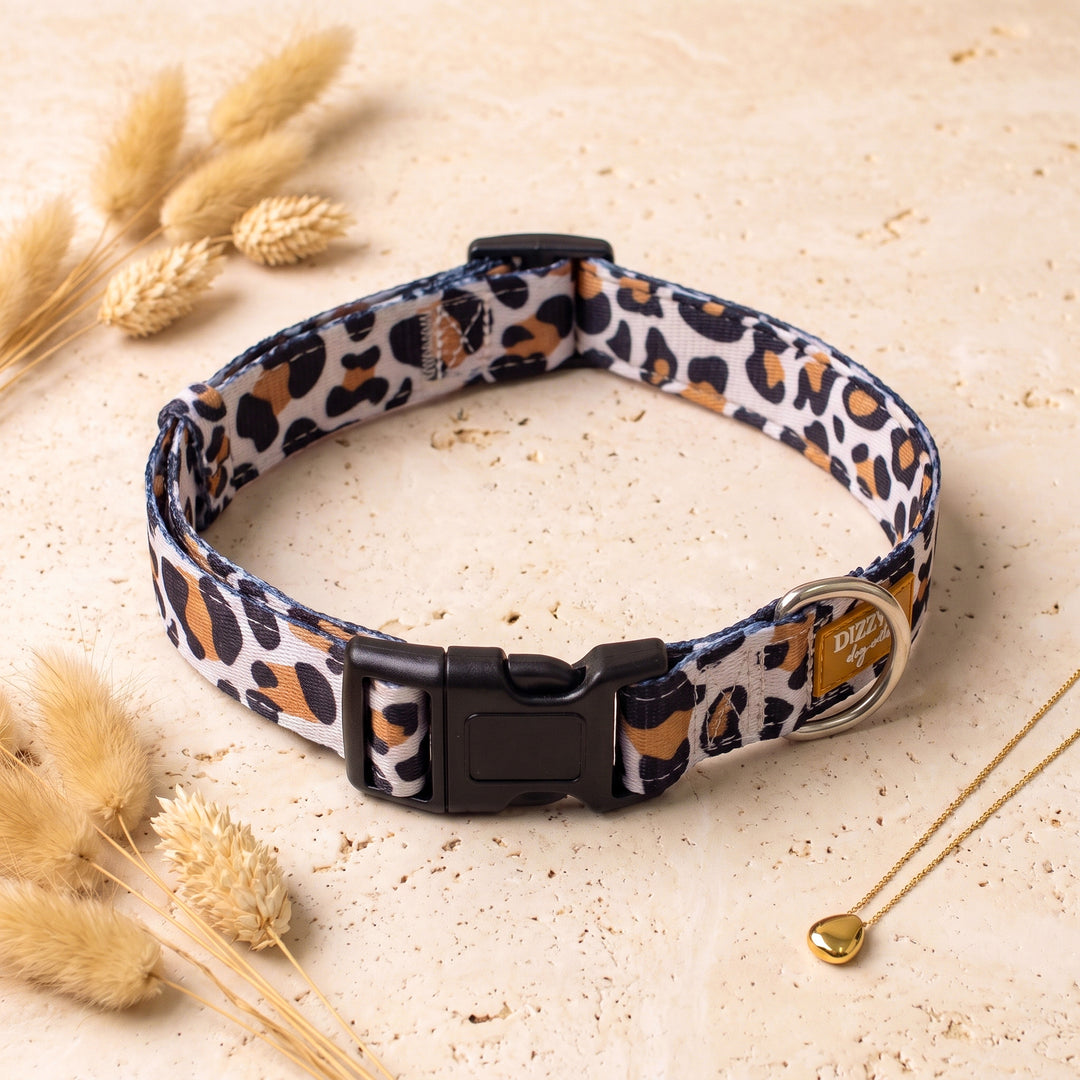 Latte Leopard Dog Collar | Neoprene Dog Collar