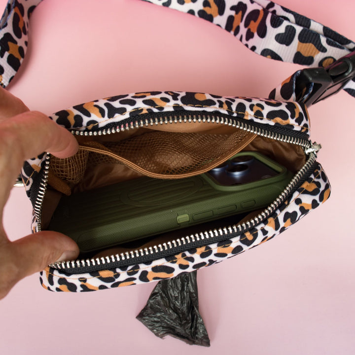 Latte Leopard Adventure Pouch | Dog Walking Bum Bag