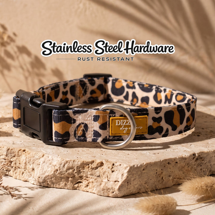 Latte Leopard Dog Collar | Neoprene Dog Collar