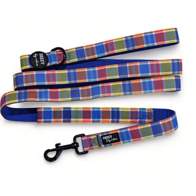 Country Plaid LONG LEAD | Canvas & Neoprene | Premium Quality Fully Padded Leash-Leash-Dizzy Dog Collars