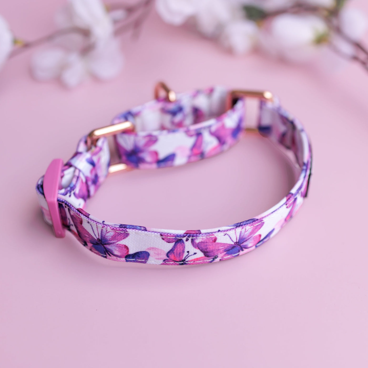 Martingale Dog Collar | Pink Butterflies-Dog Collar-Dizzy Dog Collars