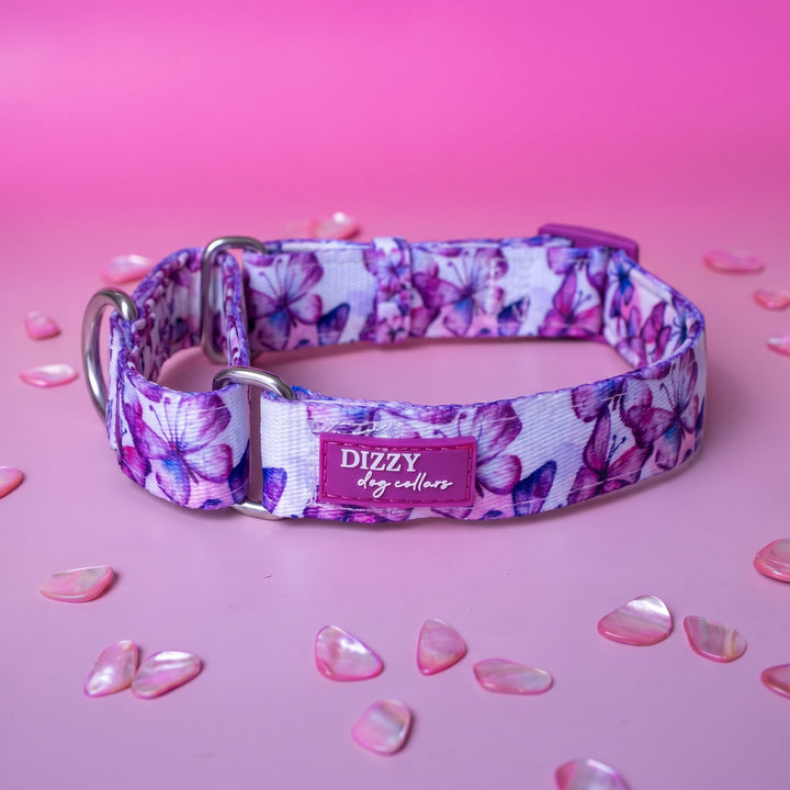Martingale Dog Collar | Candy Sky Butterfly - Pink Butterflies