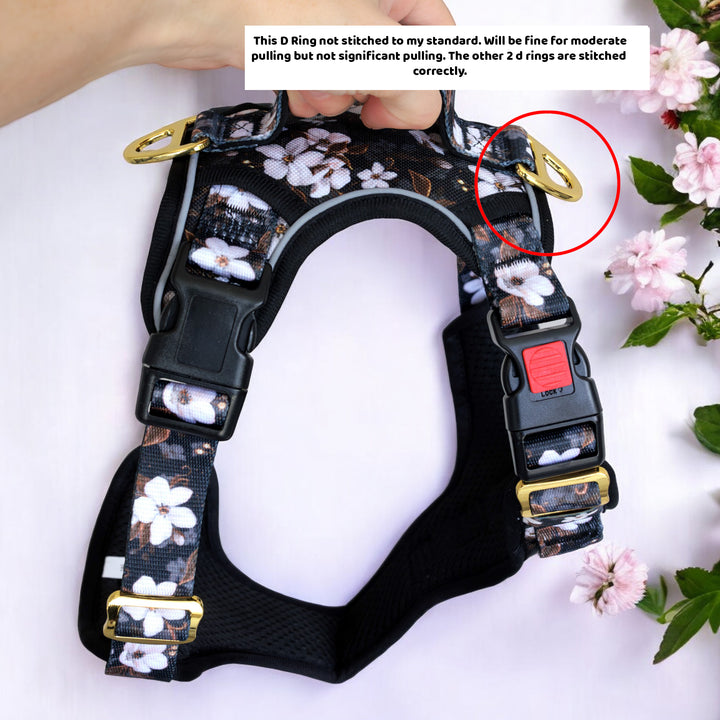 ****SECONDS*** No Pull Dog Harness with Handle | Midnight Cherry Blossoms