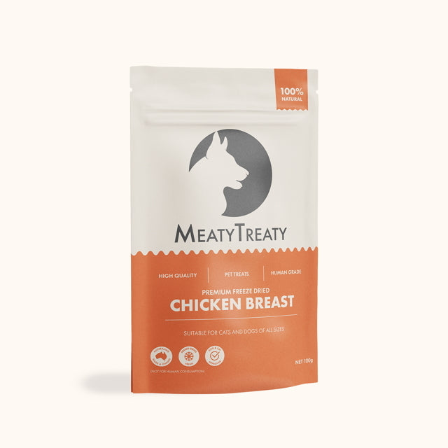 Meaty Treaty Freeze Dried Australian Chicken Breast Cat & Dog Treats 100g-Treats-Dizzy Dog Collars