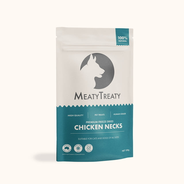 Meaty Treaty Freeze Dried Australian Chicken Necks Cat & Dog Treats 100g-Treats-Dizzy Dog Collars