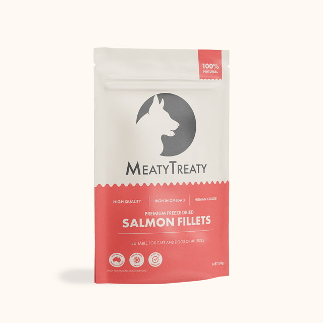 Meaty Treaty Freeze Dried Australian Salmon Fillet Cat & Dog Treats 80g-Treats-Dizzy Dog Collars
