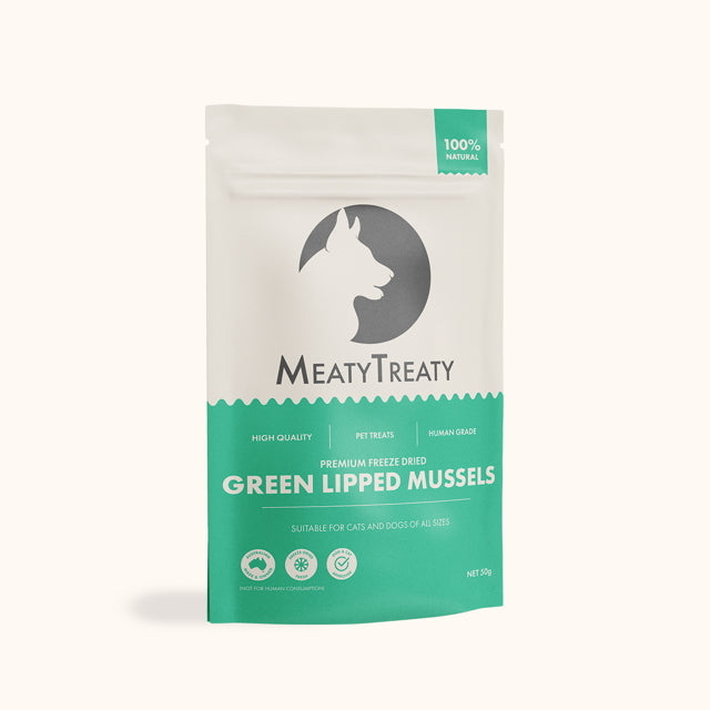 Meaty Treaty Freeze Dried New Zealand Green Lipped Mussels Cat & Dog Treats 50g-Treats-Dizzy Dog Collars