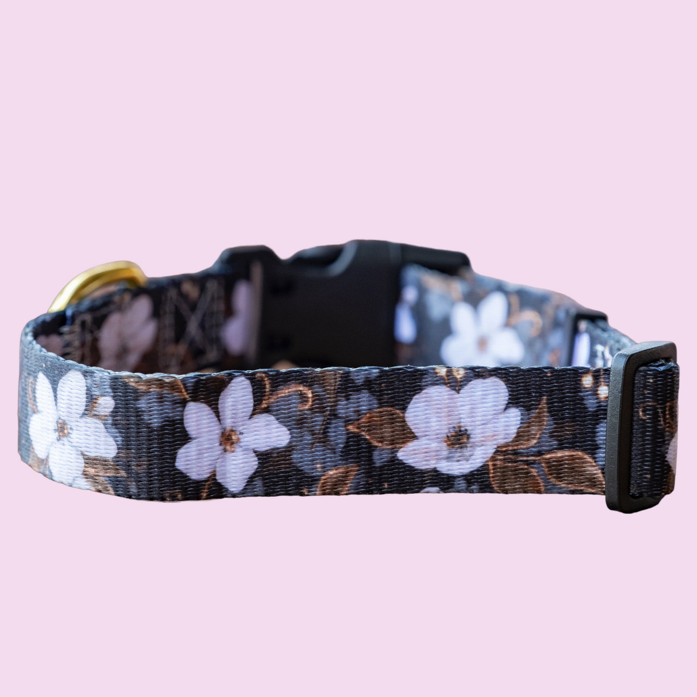 Midnight Cherry Blossoms Dog Collar | Value Range Dog Collar |-Dog Collar-Dizzy Dog Collars