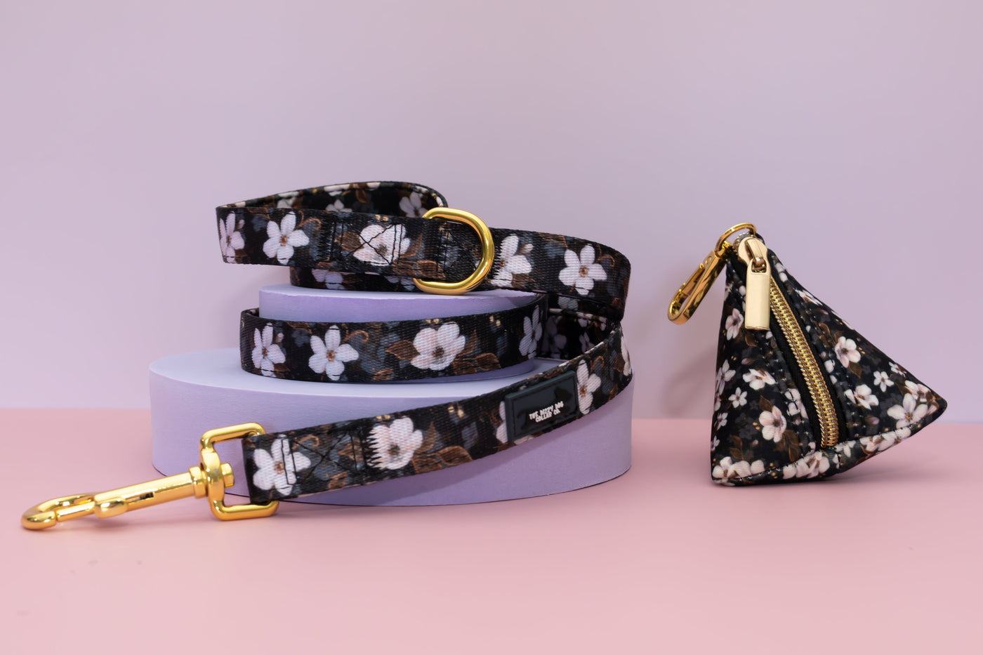 Midnight Cherry Blossoms Dog Leash, Fully Padded Dog Lead-Dizzy Dog Collars