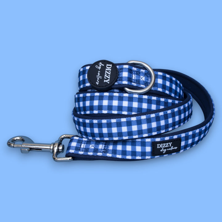 Navy Gingham Dog Leash | Fully Padded Leash