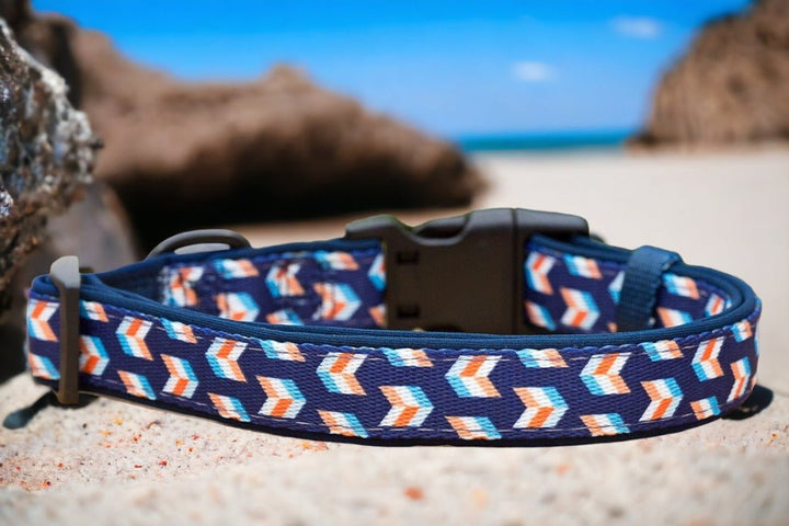 Navy Herringbone Dog Collar (lge only)-Dog Collar-Dizzy Dog Collars