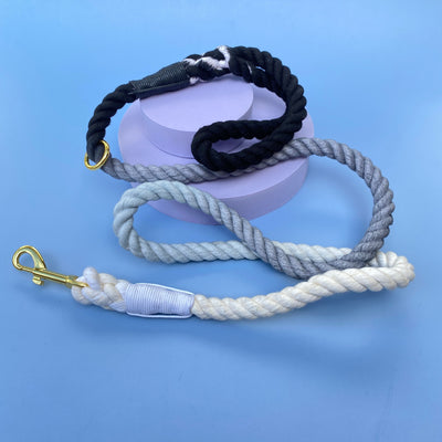 Ombre Black & Grey Rope Lead |-Dizzy Dog Collars