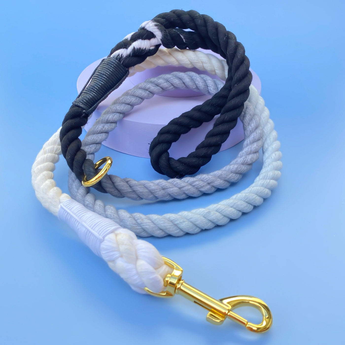 Ombre Black & Grey Rope Lead |-Dizzy Dog Collars