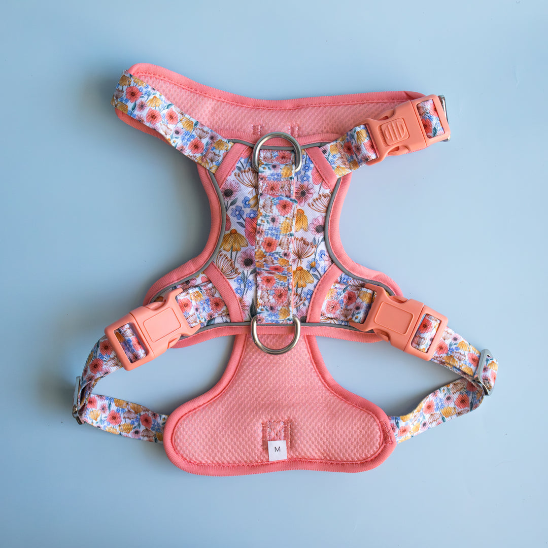 No Pull Dog Harness with Handle: Peachy Posies