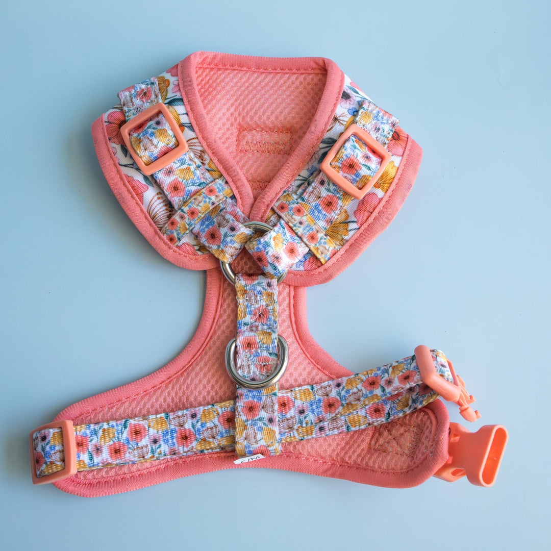 DOG HARNESS | Peachy Posies | Neck Adjustable Dog Harness
