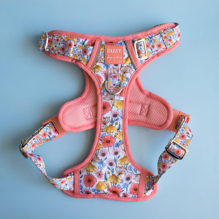 No Pull Dog Harness with Handle: Peachy Posies