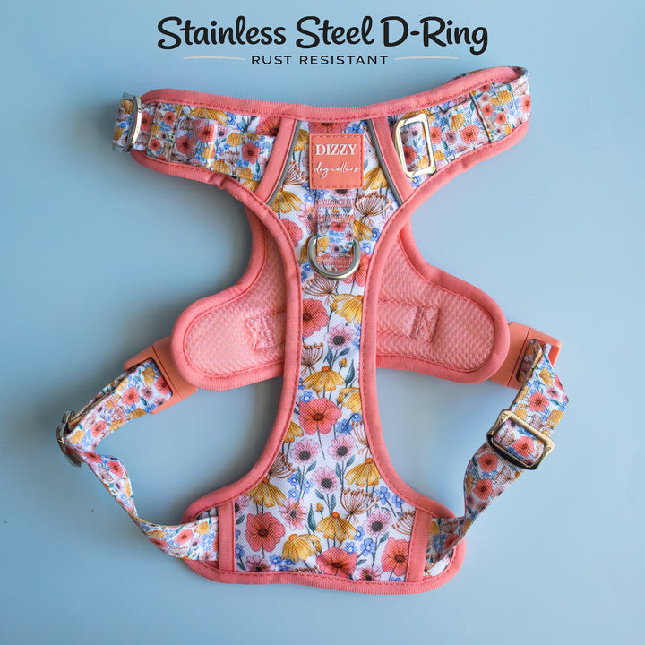 No Pull Dog Harness with Handle: Peachy Posies