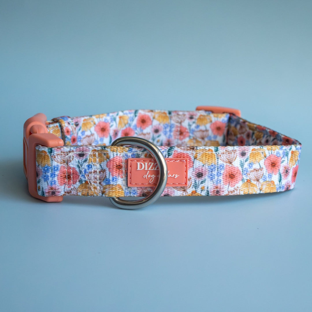 Peachy Posies Dog Collar | Neoprene Dog Collar