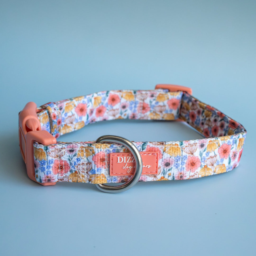 Peachy Posies Dog Collar | Neoprene Dog Collar