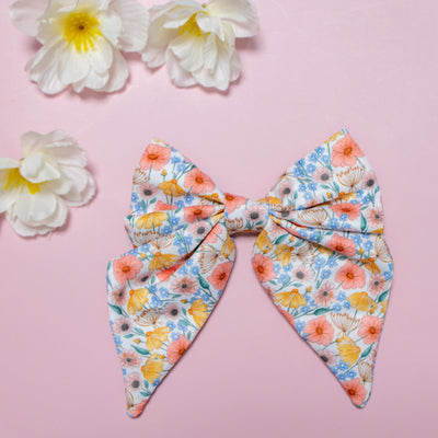 Peachy Posies Sailor Bow Tie | Peach Floral Bow-Dizzy Dog Collars