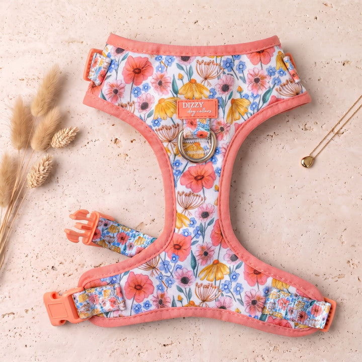 DOG HARNESS | Peachy Posies | Neck Adjustable Dog Harness