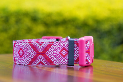 Pink Mexican Dog Collar 1.5" Wide-Dog Collar-Dizzy Dog Collars-Medium-Dizzy Dog Collars