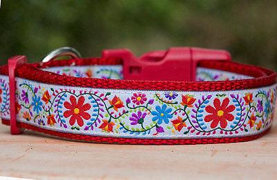 Red Boho Dog Collar-Dog Collar-Dizzy Dog Collars-Small 3/4" (2cm) Wide-Dizzy Dog Collars